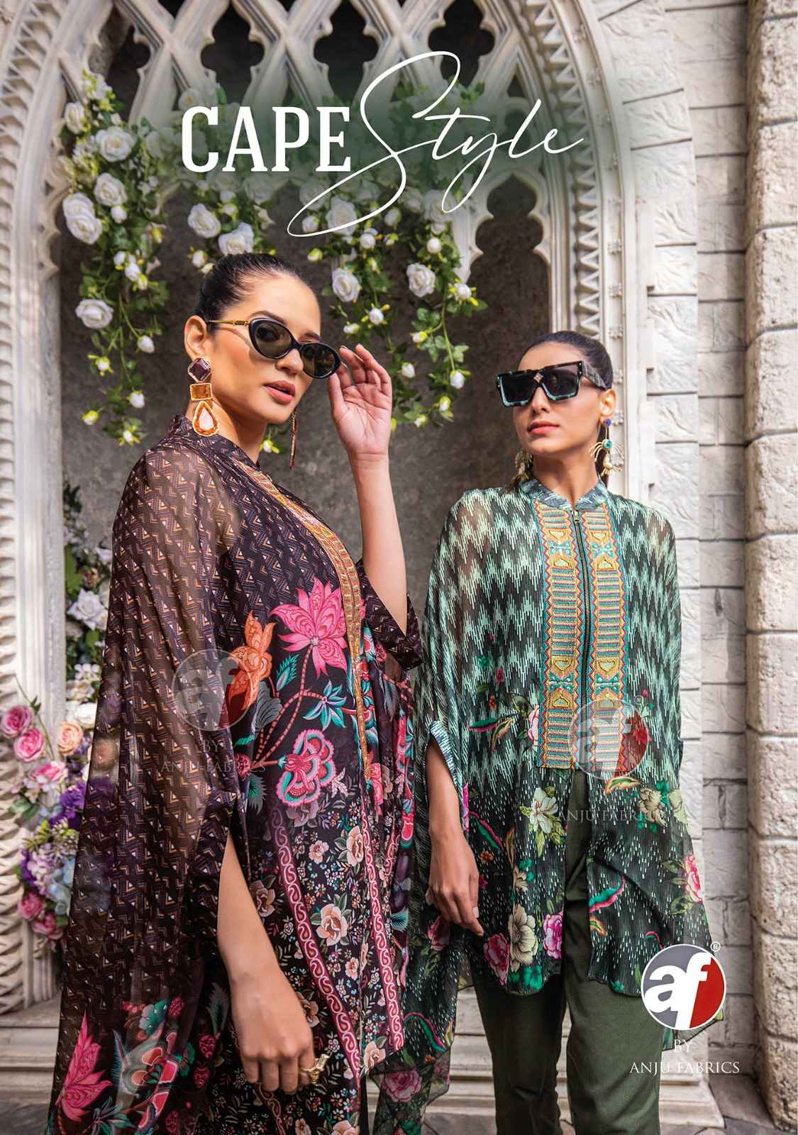 Anju Fabric Cape Style Viscose Printed Top With Bottom Wholesale Online Mumbai