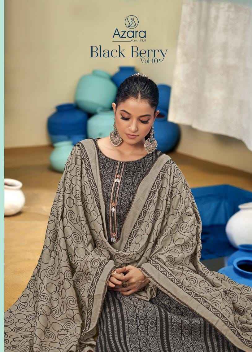  Azara Black Berry Vol-10 Blossom Cotton Dress Material (4 pcs Catalogue)