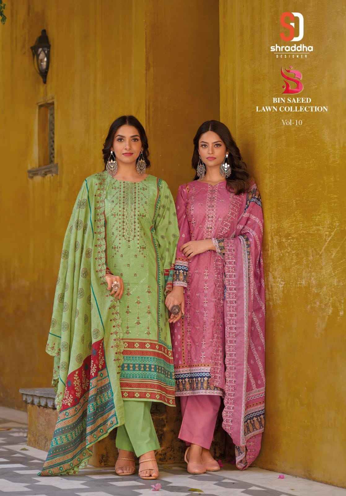 Shraddha Designer Bin Saeed Lawn Collection Vol-10 Cotton Dress Material (8 pc Cataloge)