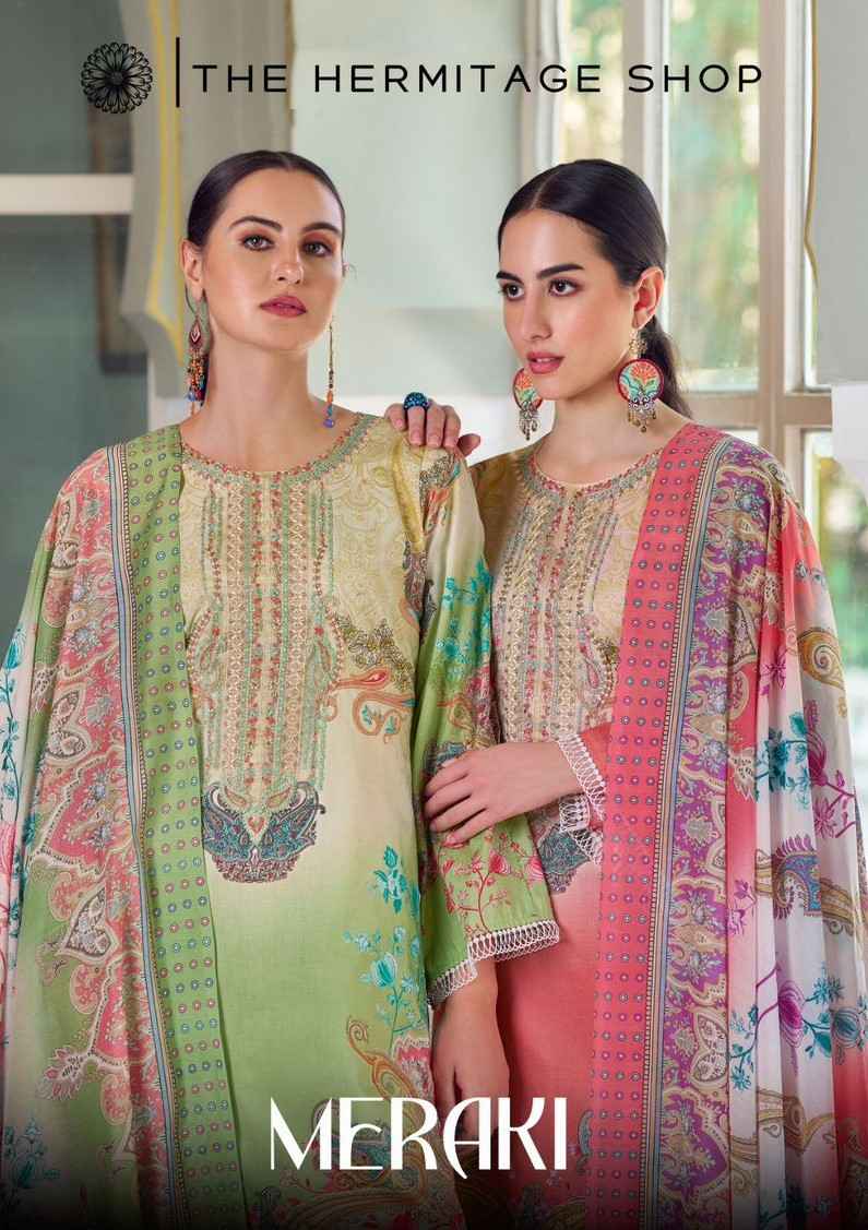 The Hermitage Shop Meraki Pure Lawn Dress Material (6 Pc Catalog)