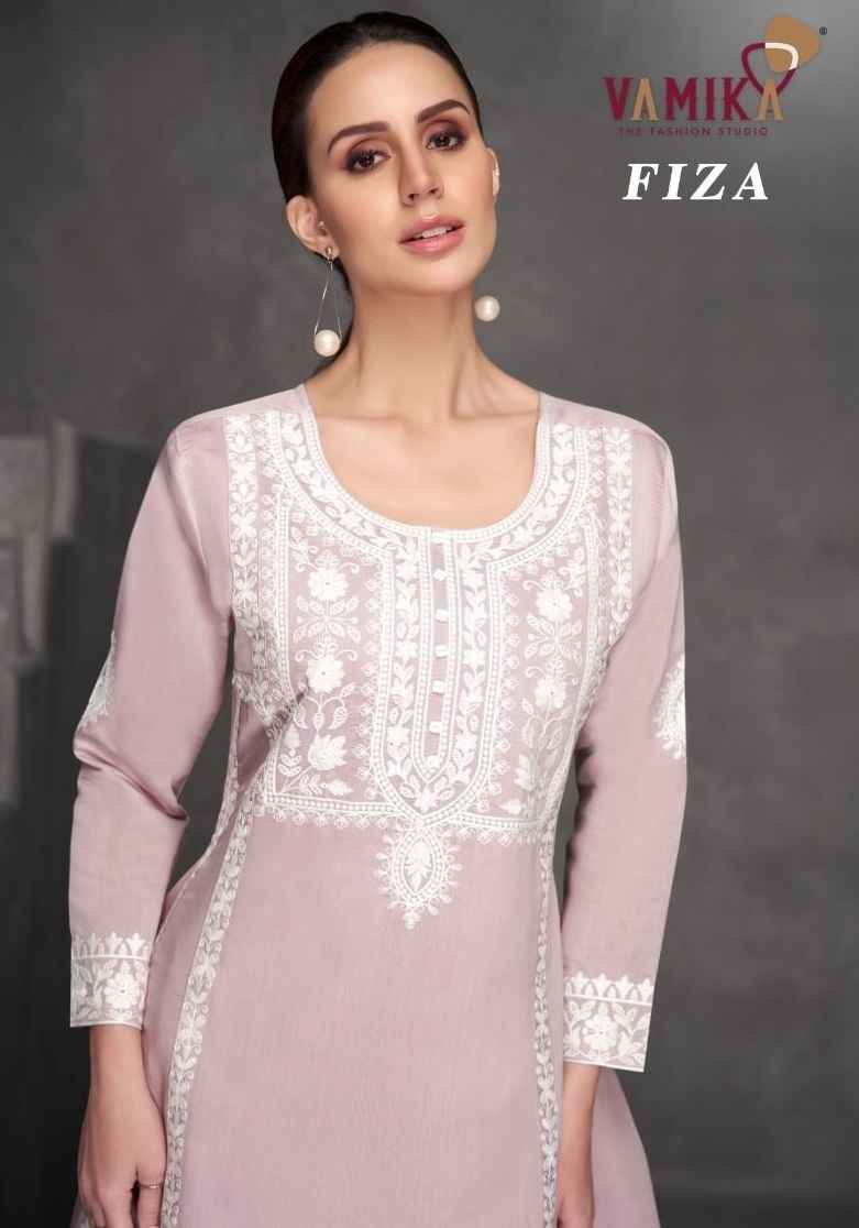 Vamika Fiza Viscose Roman Silk Kurti With Bottom 4 pcs Catalogue