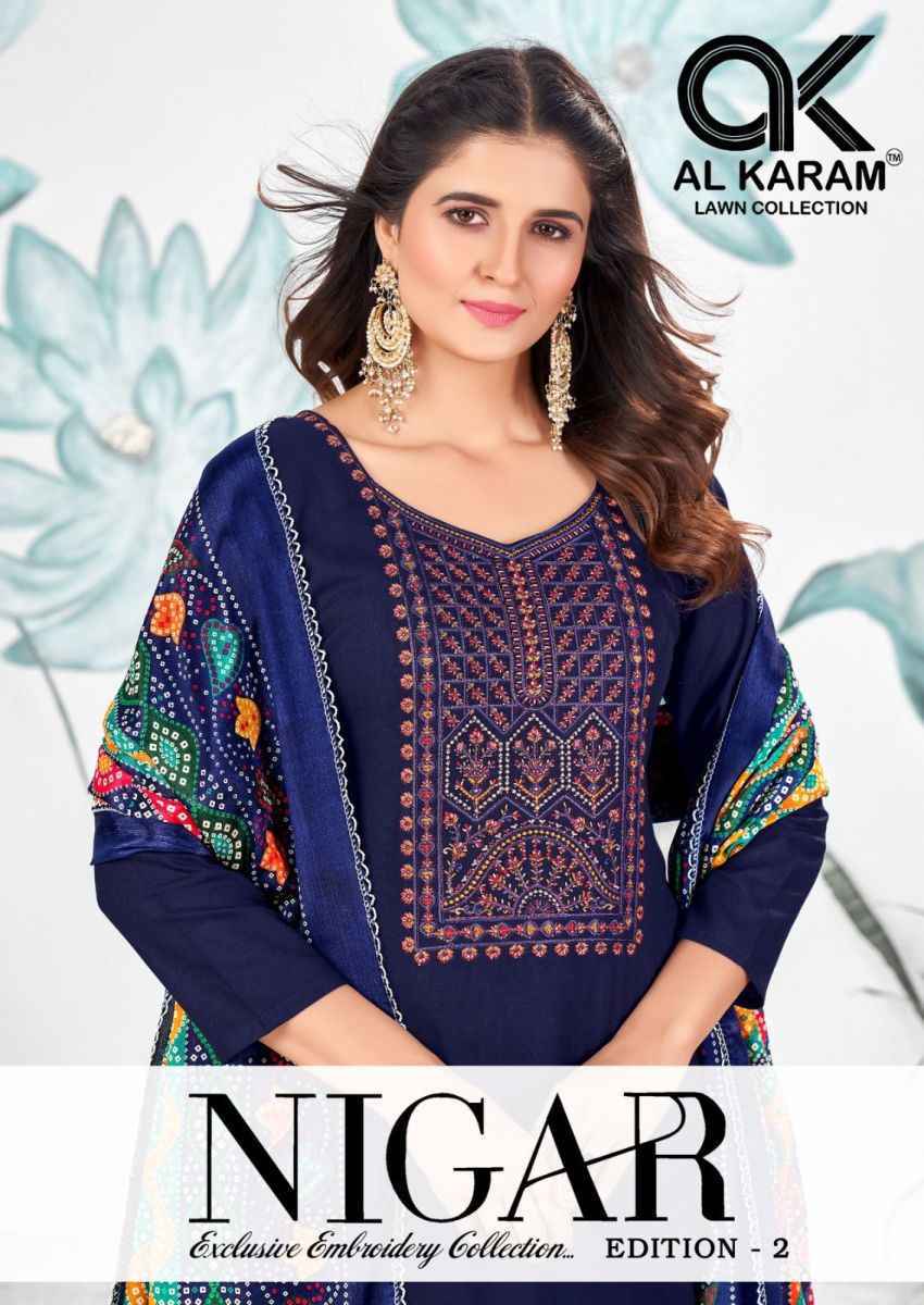 Al Karam Nigar Vol-2 Rayon Dress Material (6 pcs Catalogue)