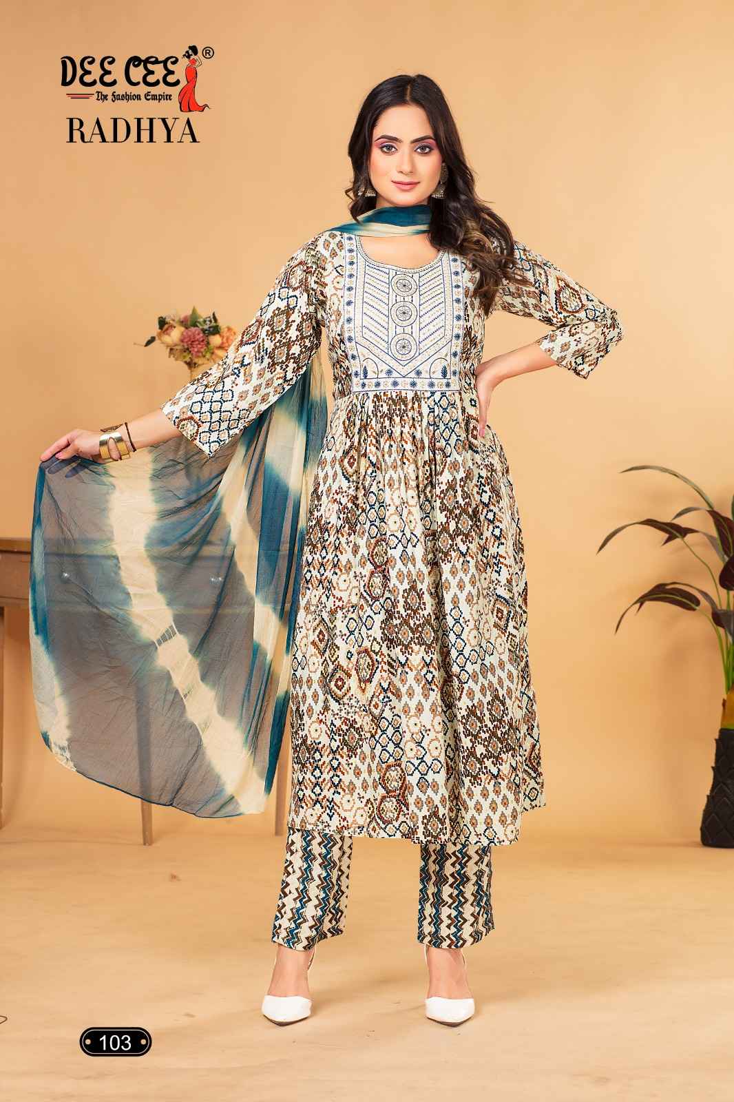 Dee Cee Radhya Rayon Foil Print Readymade Suit (06 Pc Catalog)