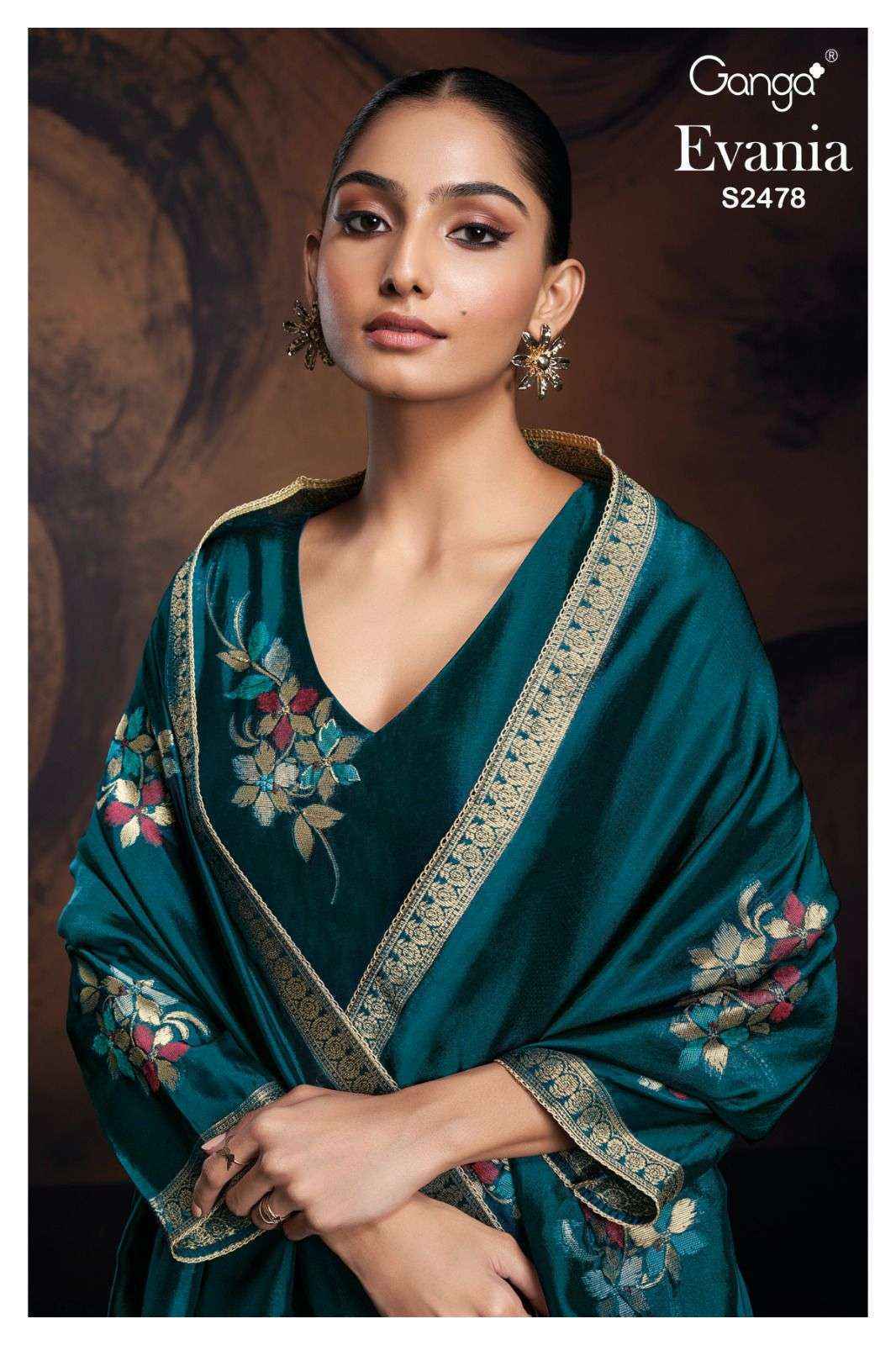 Ganga Evania -2478 Jacquard Silk Dress Material (06 Pc Catalog)