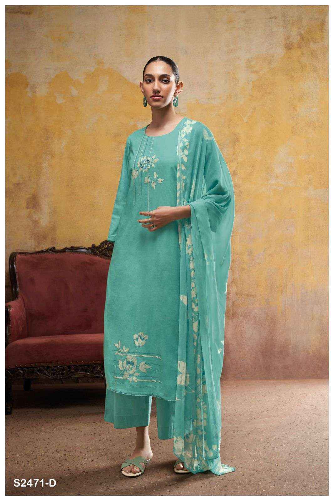 Ganga Jadzia-2471 Pure Cotton Dress Material (04 Pc Catalog)