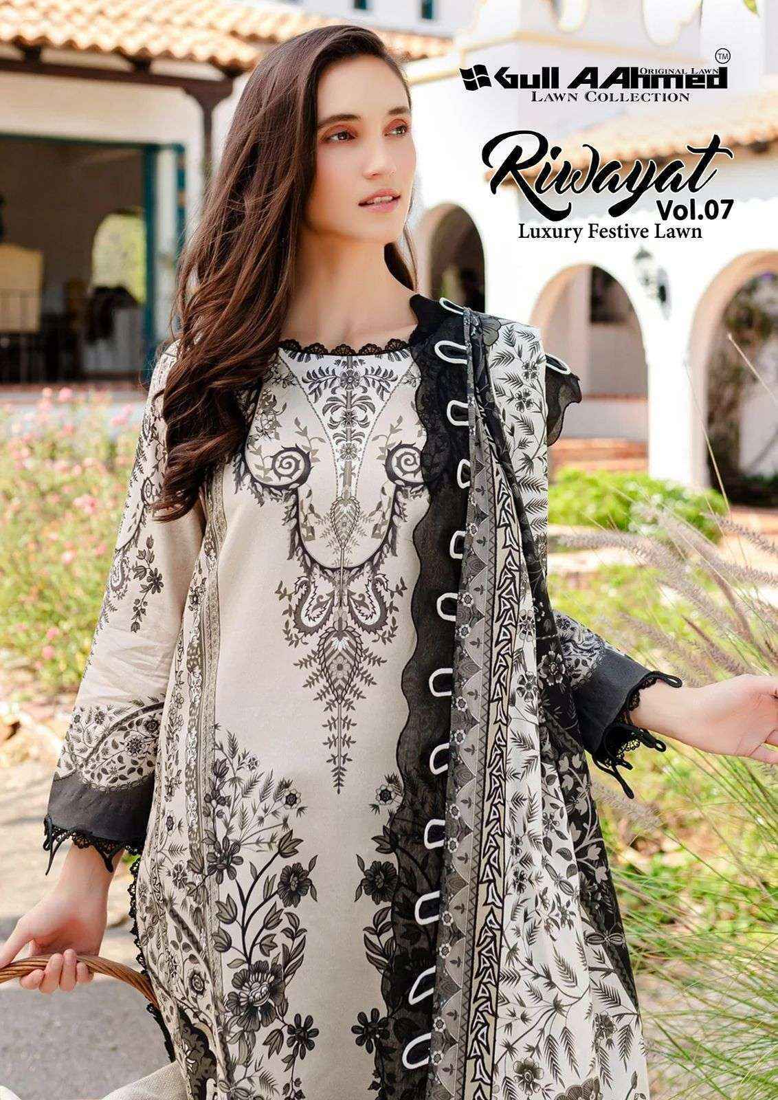 Gull Aahmed Riwayat Vol-7 Lawn Cotton Dress Material (6 pcs Catalogue)