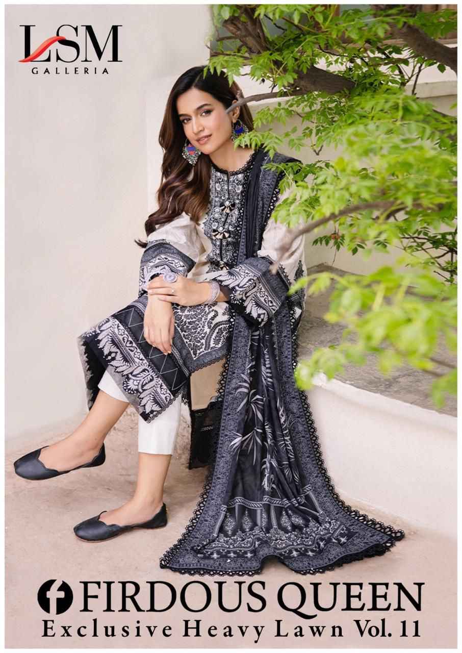 LSM Galleria Firdous Queen Lawn Vol-11 Lawn Cotton Dress Material (6 pcs Catalogue)