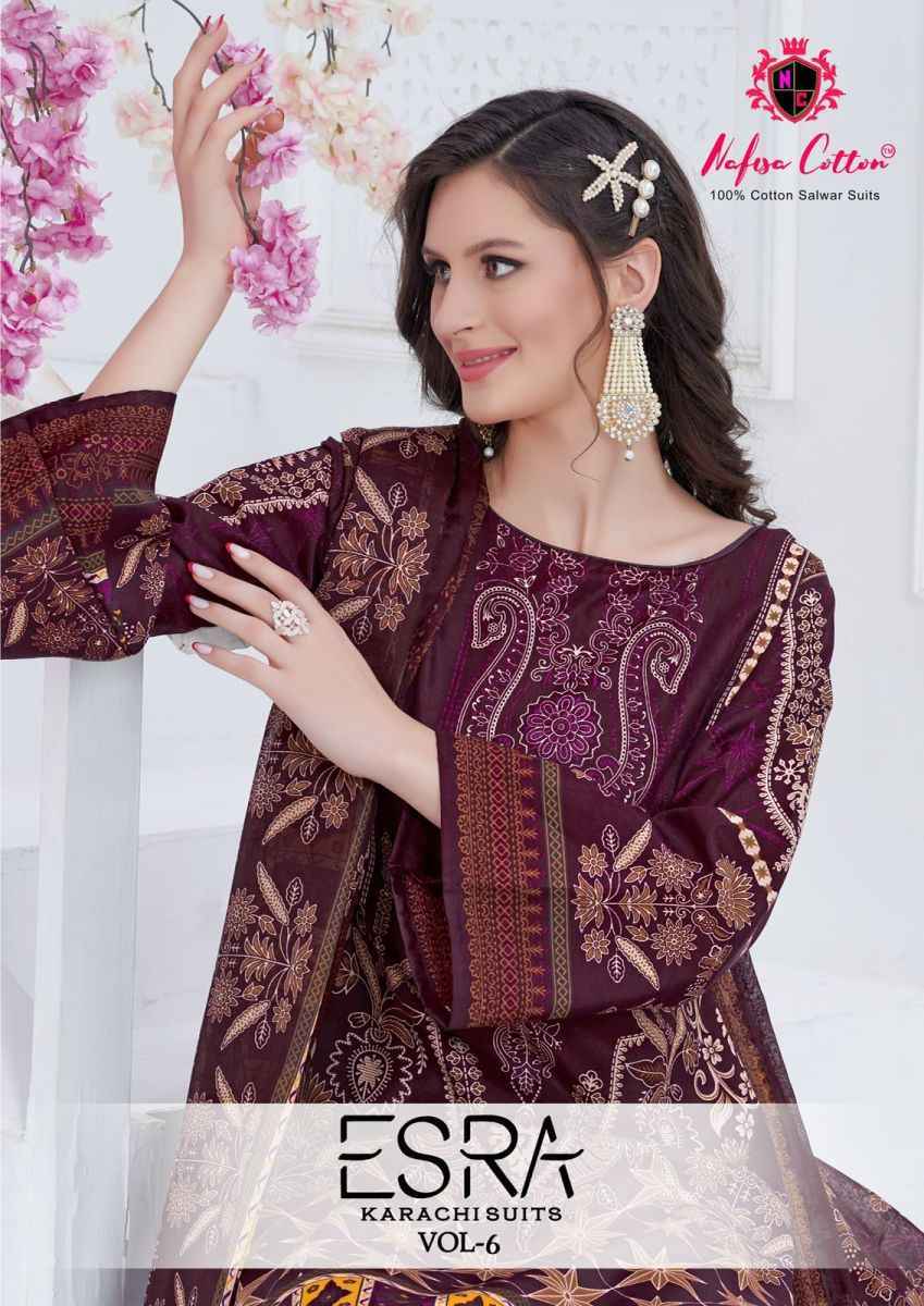 Nafisa Cotton Esra Karachi Vol-6 Cotton Dress Material (6 Pc Catalog)