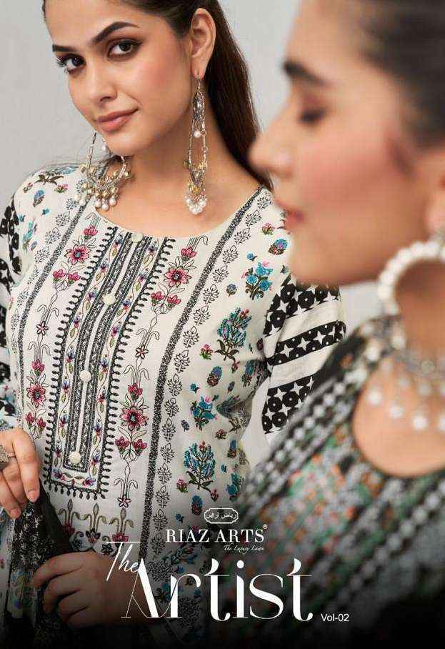 Riaz Arts The Artist Vol-2 Lawn Cotton Dress Material (8 pcs Catalogue)