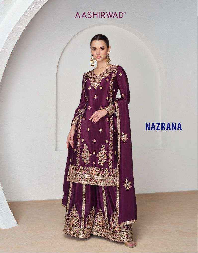 Aashirwad Creation Nazrana Readymade Chinon Dress (4 pcs Catalogue)