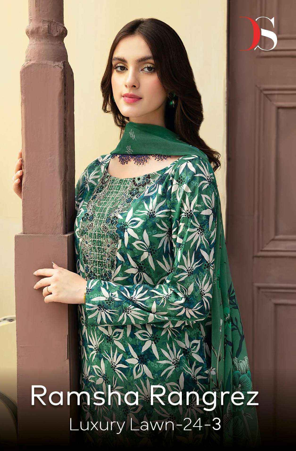 Deepsy Ramsha Rangrez Luxury Lawn 24 Vol-3 Cotton Dress Material (6 pcs Catalogue)