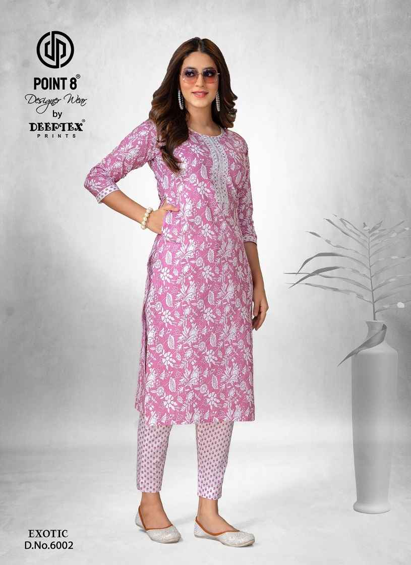 Deeptex Exotic Vol-6 Cotton Kurti With Pant (8 pcs Catalogue)