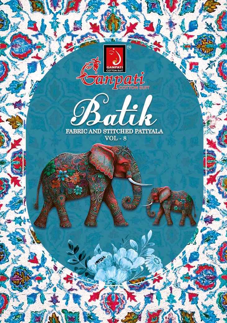 Ganpati Batik Patiyala Vol 8 Cotton Dress Material (15 pcs Catalogue)