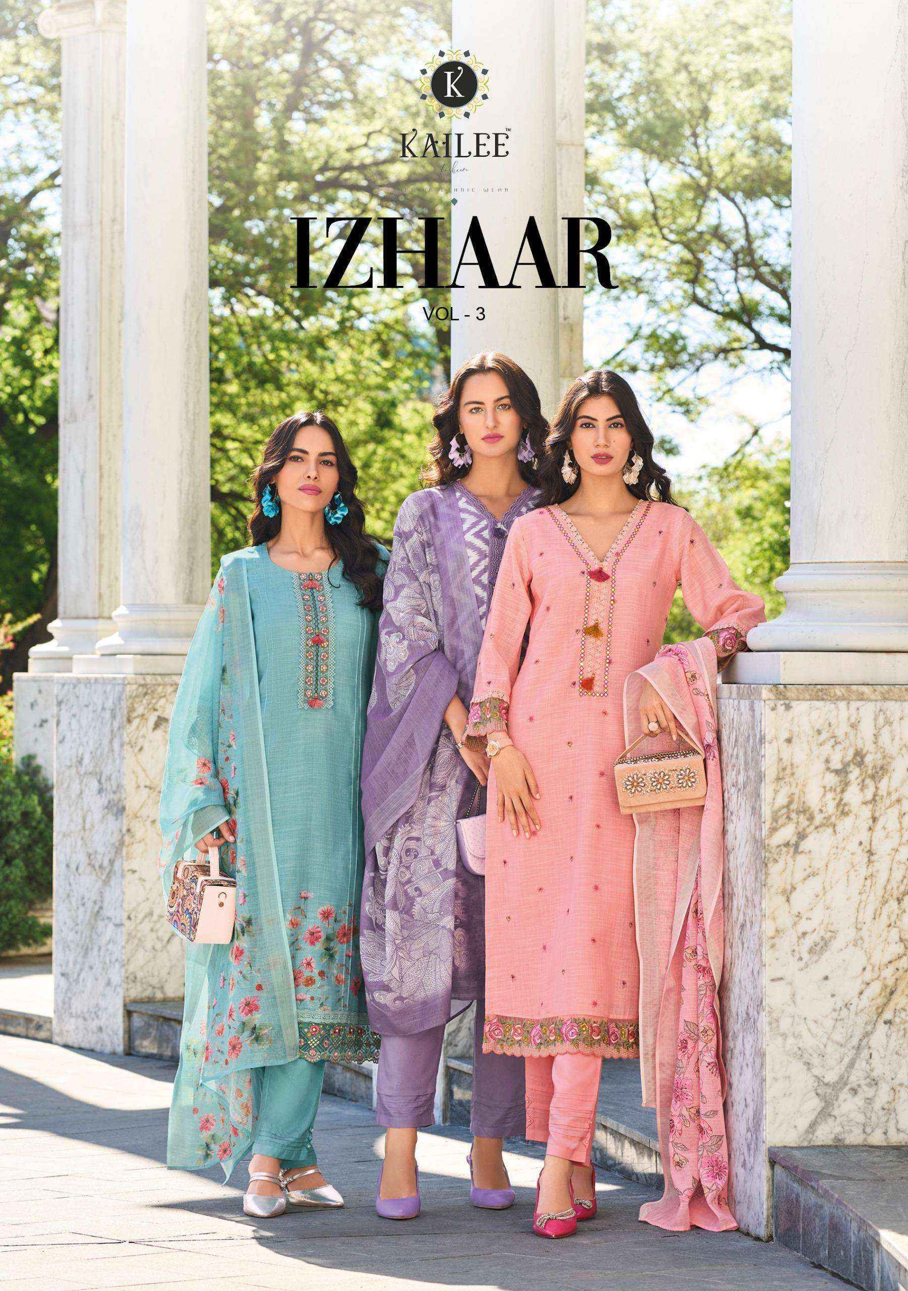 Kailee Fashion Izhaar Vol-3 Rayon readymade Suit (6 pcs Catalogue)