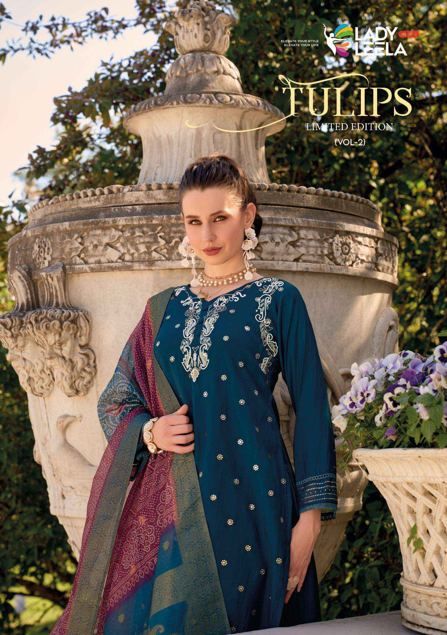 Lady Leela Tulips Vol-2 Viscose Silk Readymade Suit (6 pcs Catalogue)