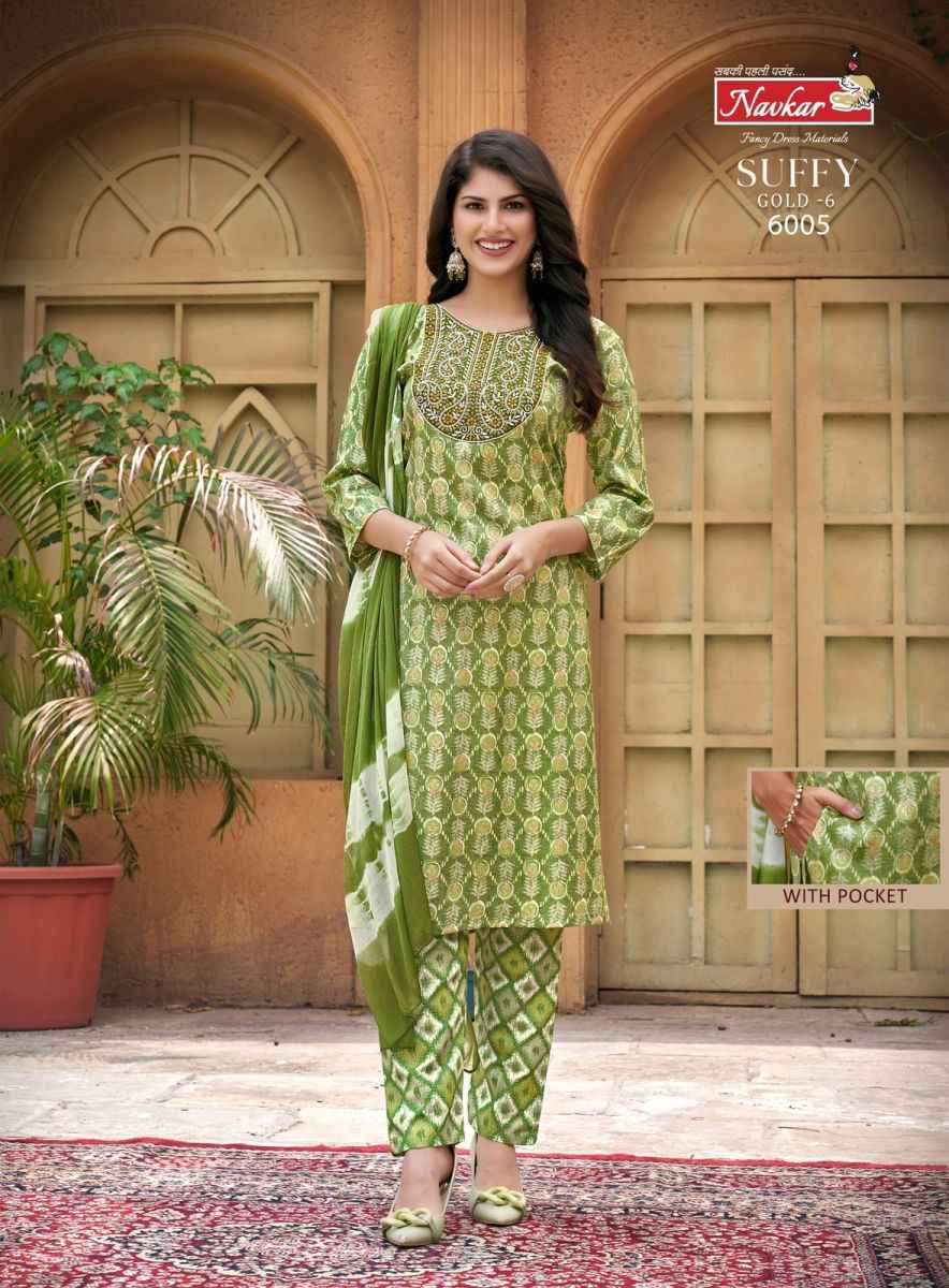 Navkar Suffy Gold Vol-6 Rayon Readymade Suit (8 pcs Catalogue)