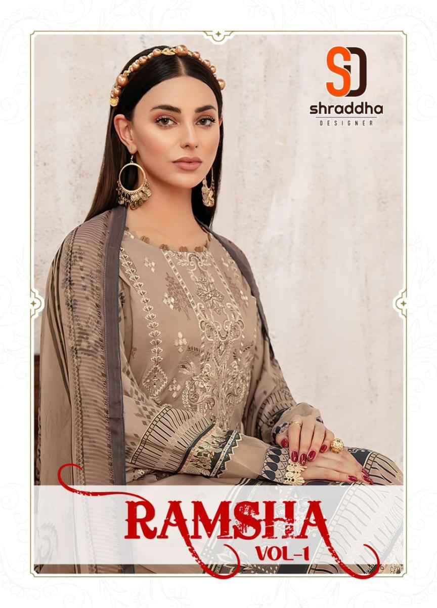 Shraddha Designer Ramsha Vol-1 Lawn Cotton Dress Material (4 pcs Catalogue)