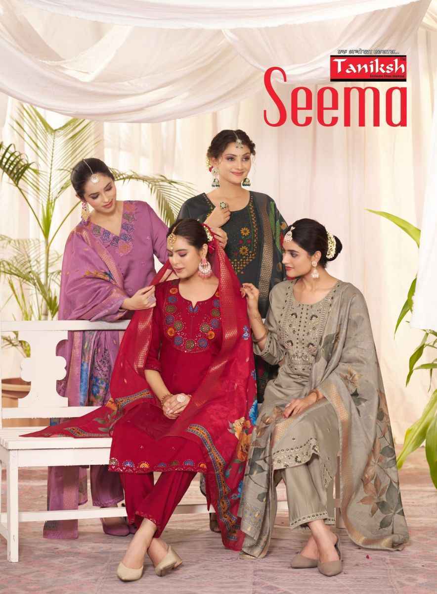 Taniksh Seema Roman Silk Readymade Suit (8 pcs Catalogue)