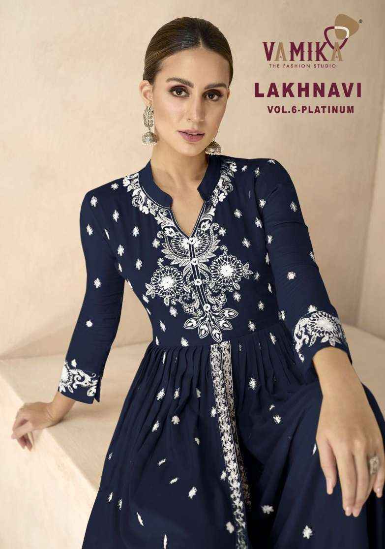 Vamika Lakhnavi Vol-6 Platinum Rayon Readymade Dress (5 pcs Catalogue)