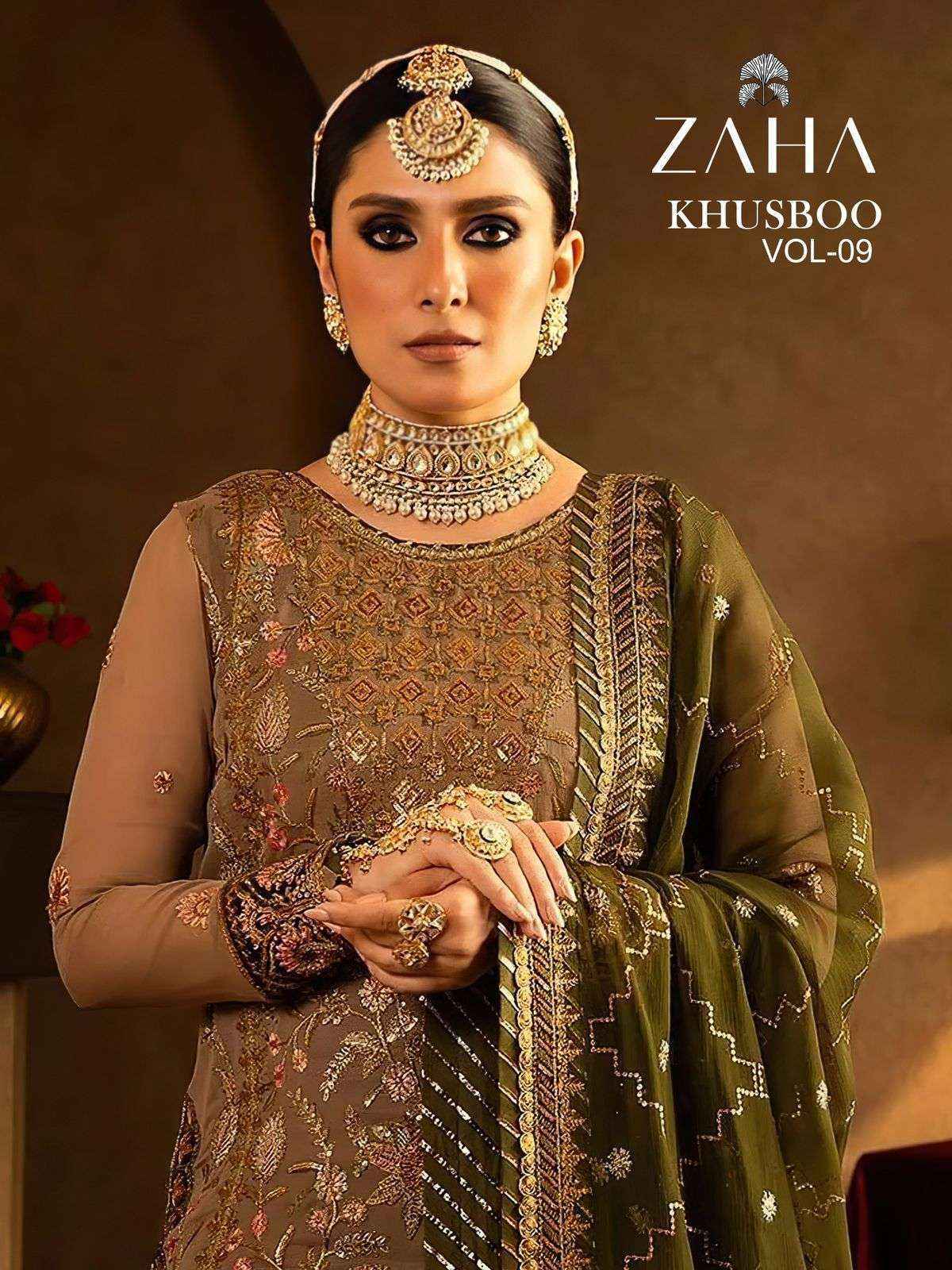 Zaha Khusboo Vol-9 Georgette Dress Material (3 pcs Catalogue)