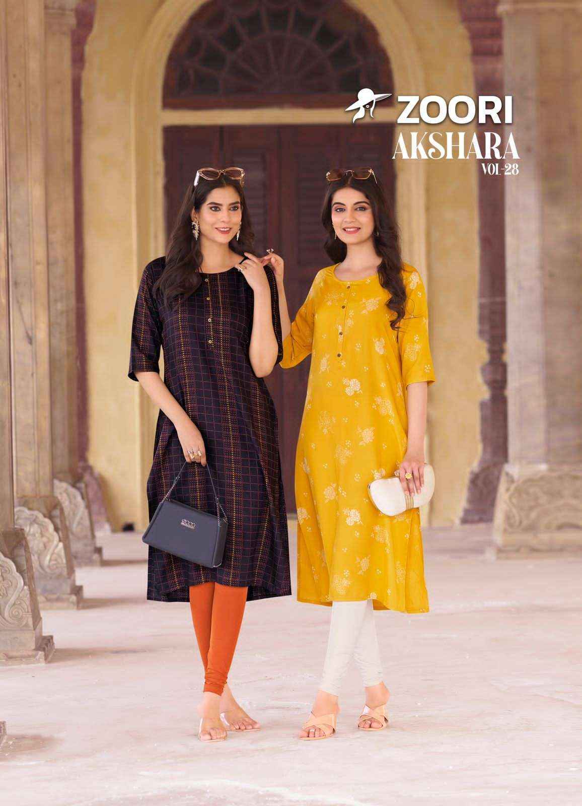 Zoori Akshara Vol 28 Rayon Kurti 6 pcs Catalogue