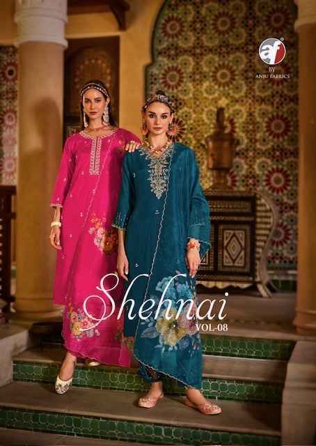 Anju Fab Shehnai Vol-8 Pure Dola Silk Readymade Suit (6 Pc Catalog)