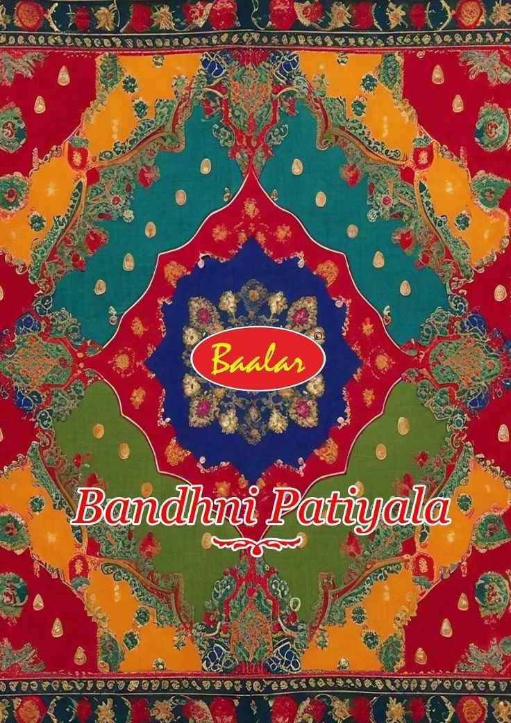 Baalar Bandhni Patiyala Cotton Dress Material (12 pcs Catalogue)