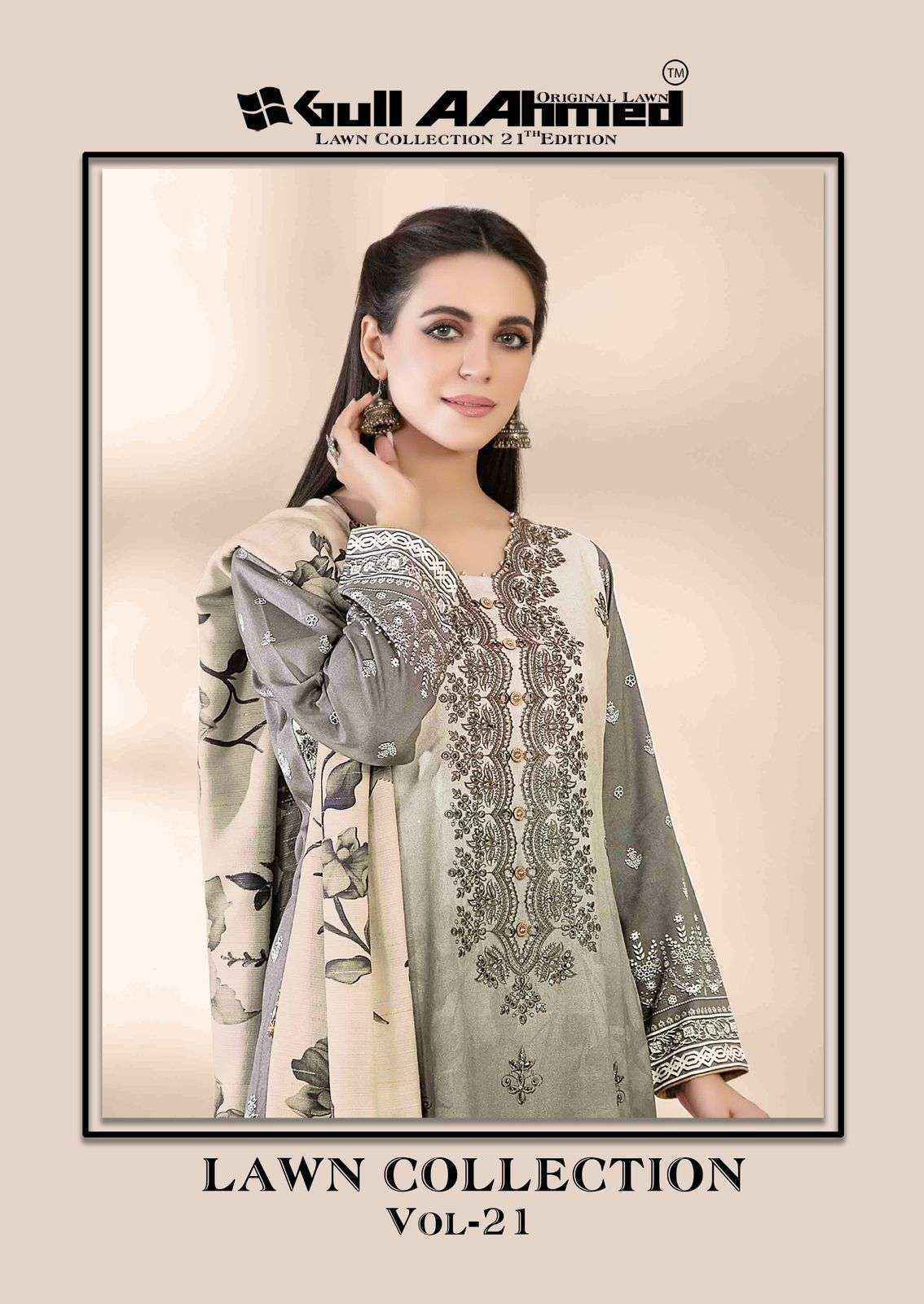 Gull Aahmed Lawn Collection Vol-21 Lawn Cotton Dress Material (6 pcs Catalogue)