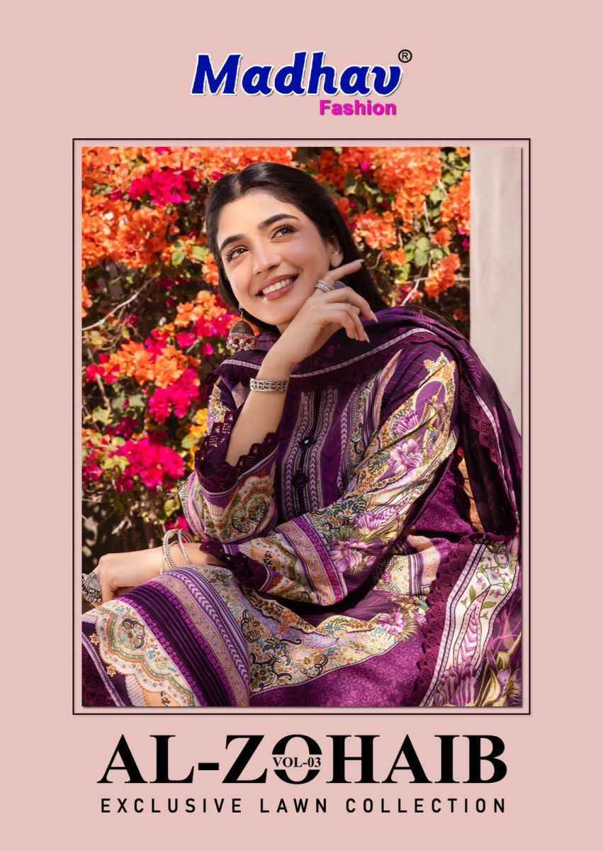 Madhav Fashion Al Zohaib Vol-3 Lawn Cotton Dress Material (6 pcs Catalogue)