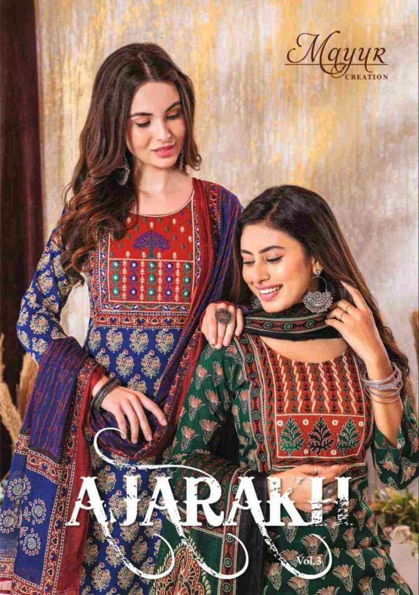 Mayur Creation Ajarakh Vol-3 Cotton Readymade Dress (10 pcs Catalogue)