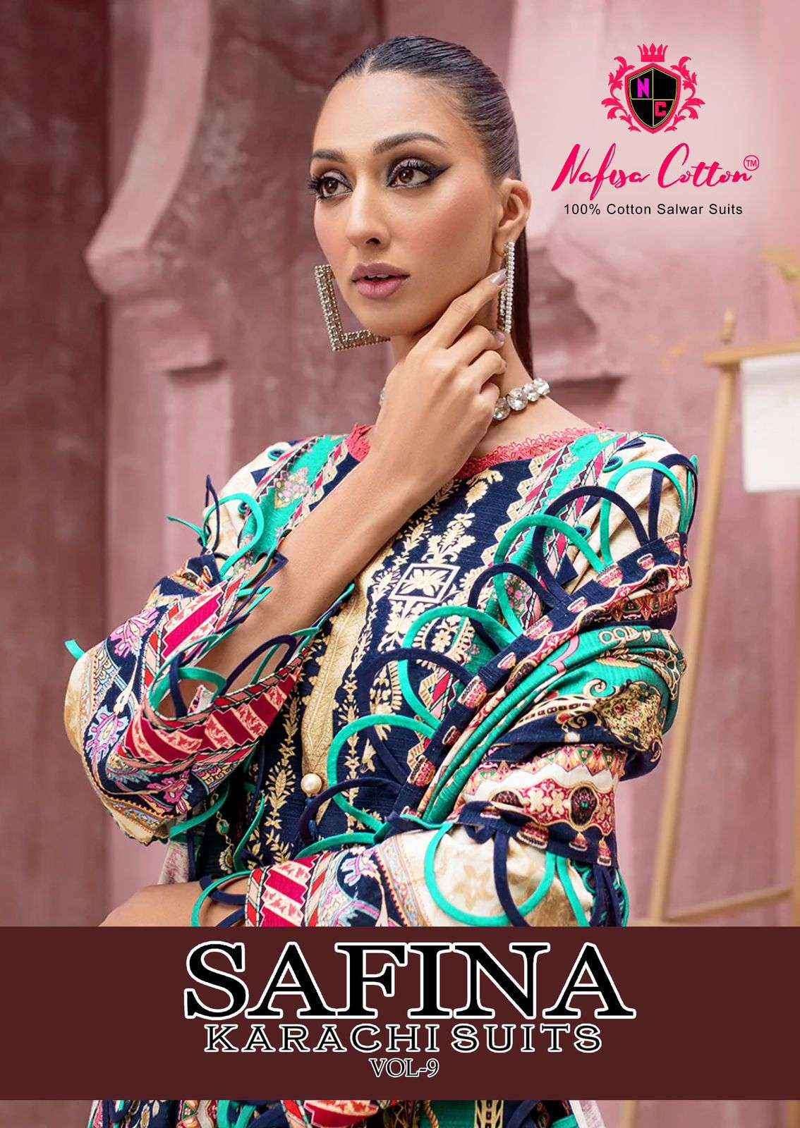 Nafisa Safina Karachi Suit Vol-9 Pure Soft Cotton Dress Material (6 pcs Catalogue)