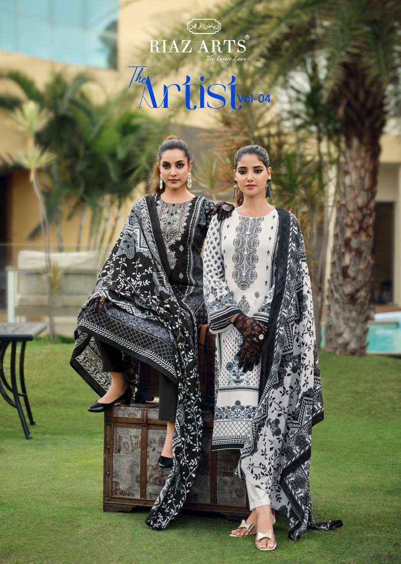 Riaz Arts The Artist Vol-4 Lawn Cotton Dress Material (8 pcs Catalogue)