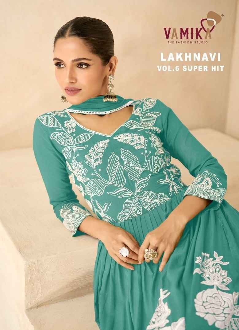 Vamika Lakhnavi Vol-6 Super Hit Rayon Readymade Suit (5 pcs Catalogue)