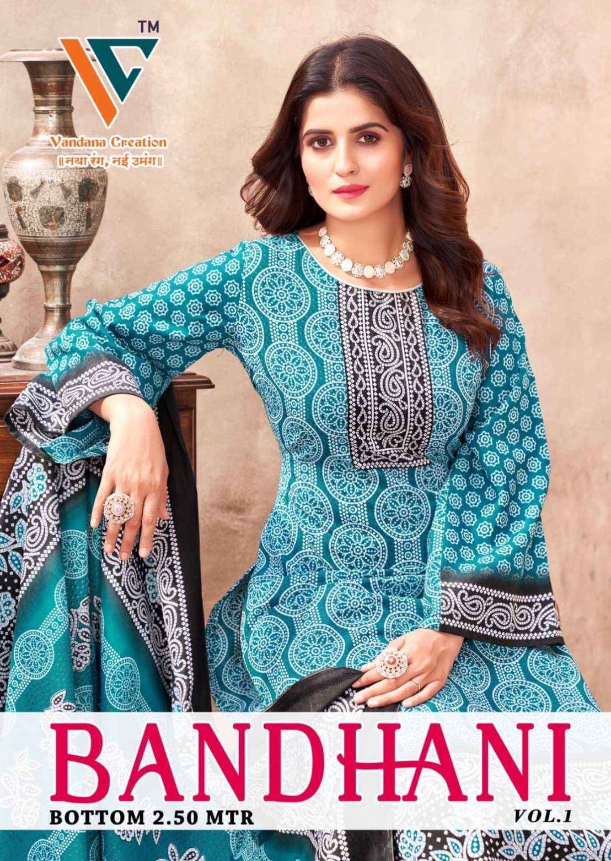 Vandana Creation Bandhani Vol-1 Cotton Dress Material (8 pcs Catalogue)