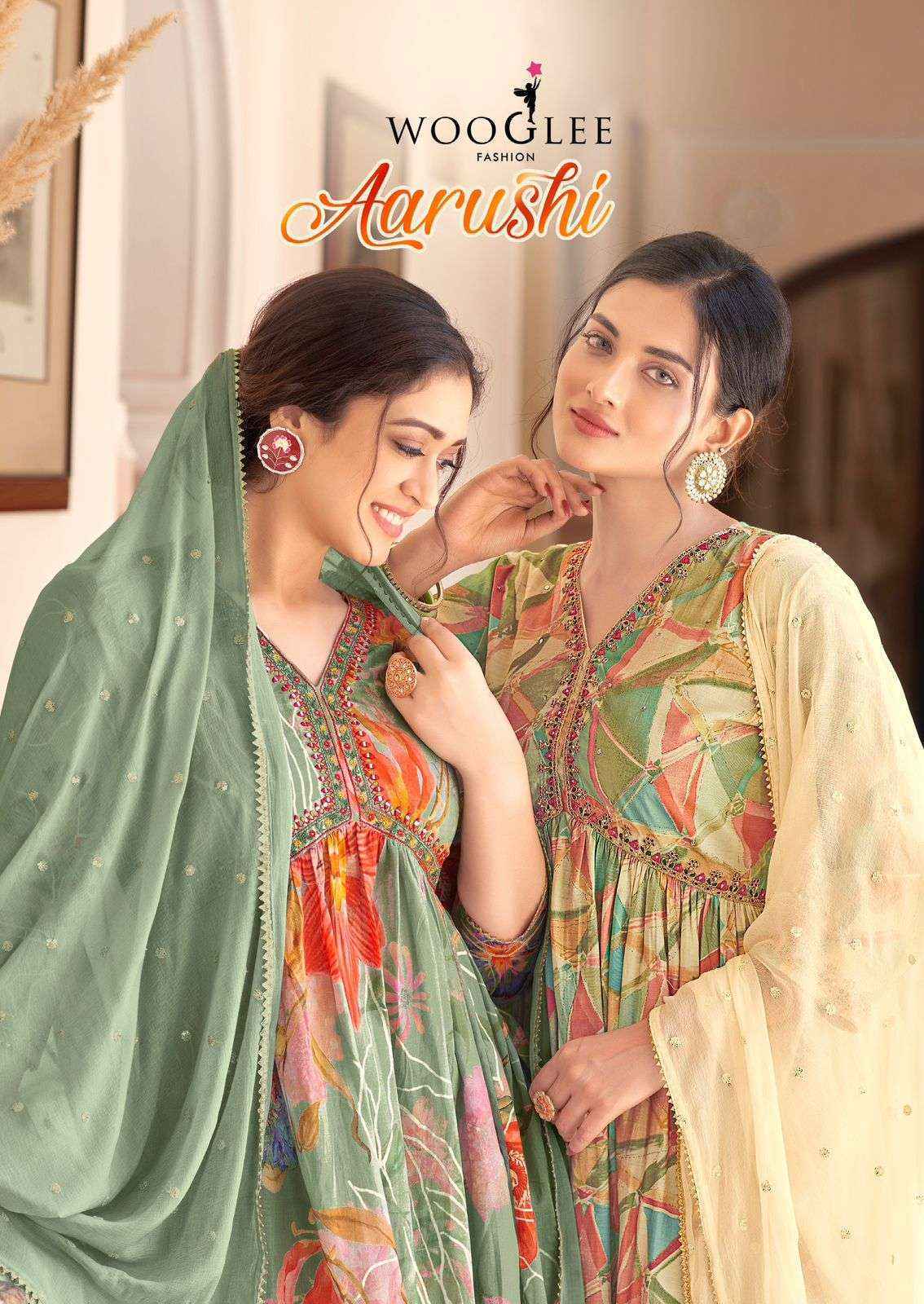 Wooglee Aarushi Chinon Readymade Suit (4 pcs Catalogue)