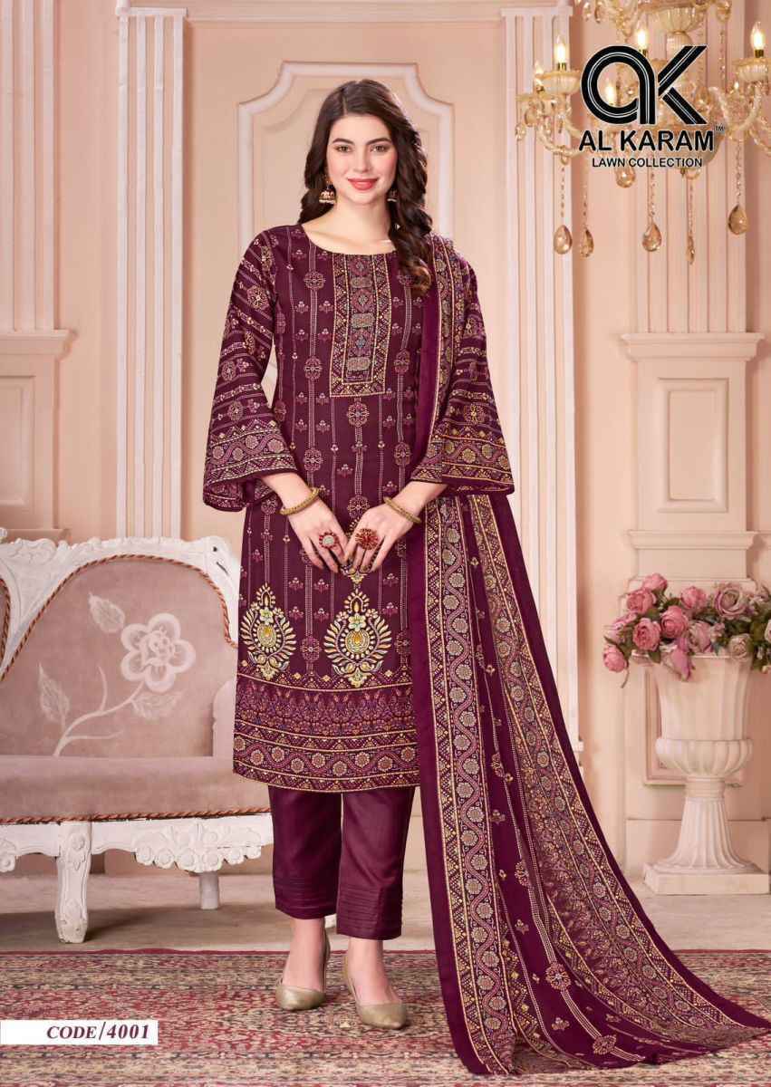 Al Karam Mahjabeen Vol-4 Cotton Dress Material (8 pcs Catalogue)