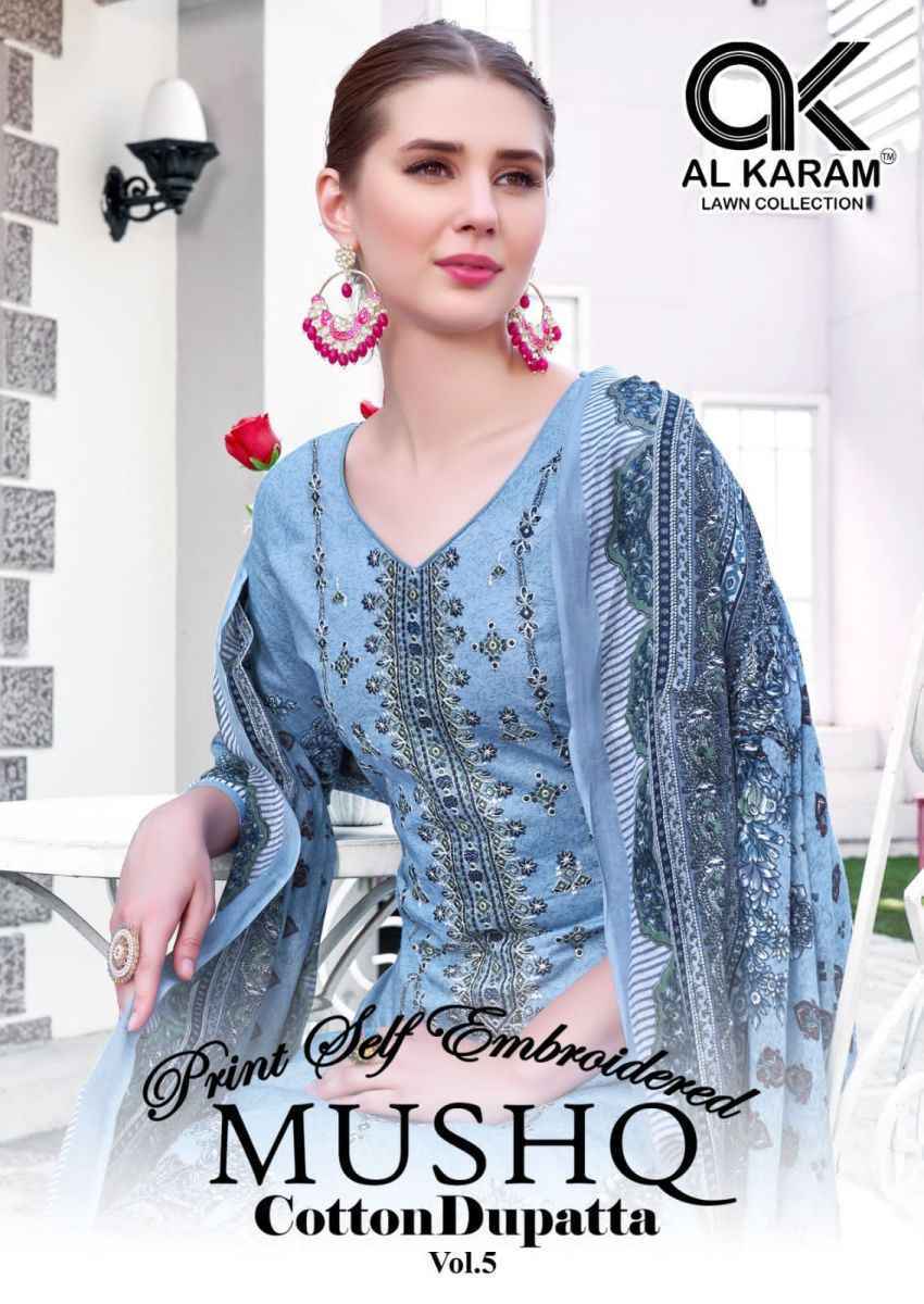 AL Karam Mushq Cotton Dupatta Vol-5 Cotton Dress Material (8 pcs Catalogue)