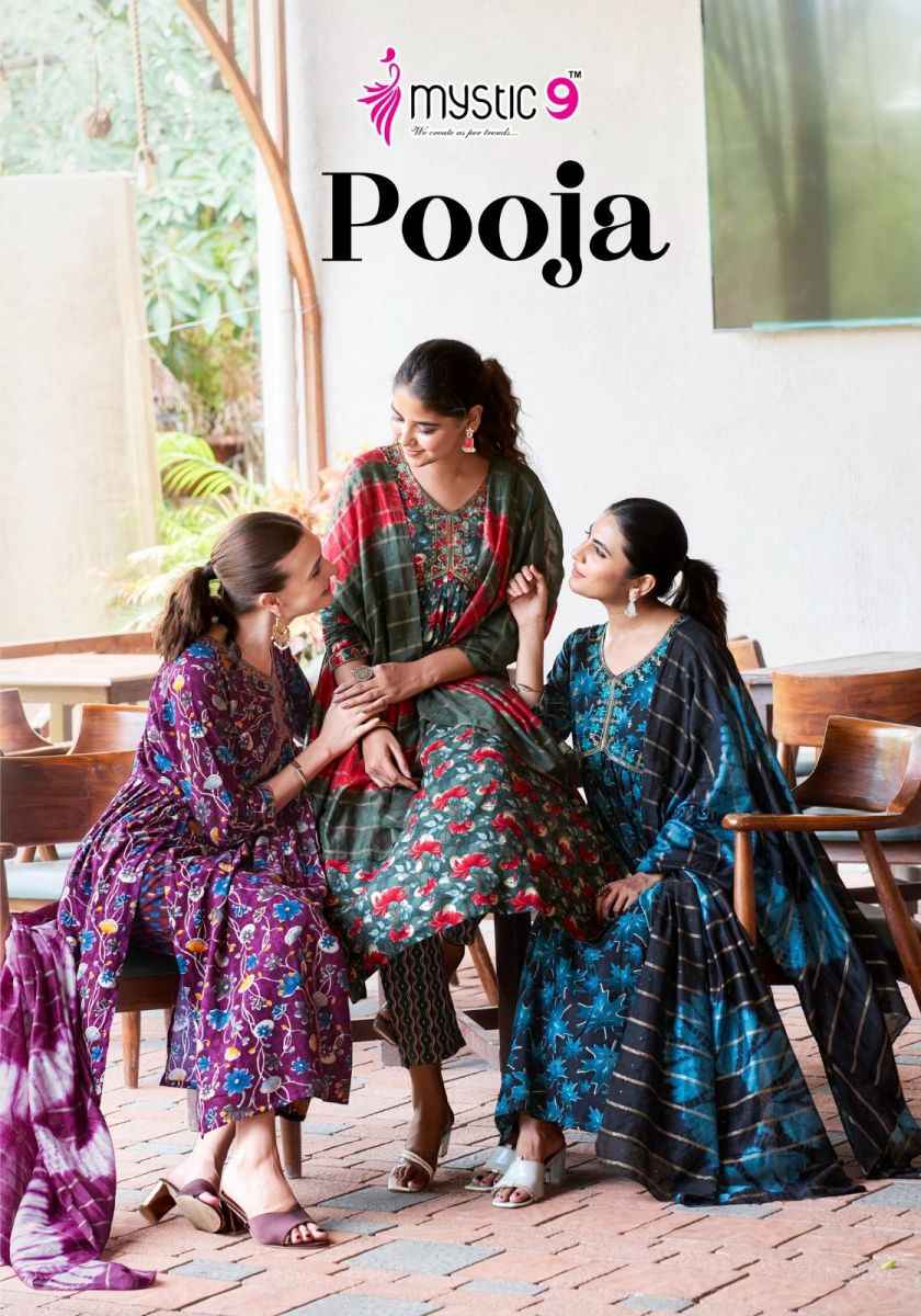 Mystic 9 Pooja Vol-7 Rayon Readymade Suit (8 pcs Catalogue)