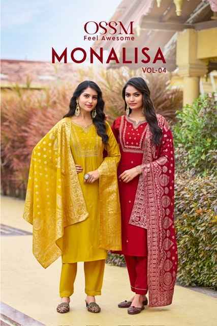 Ossm Monalisa Vol-4 Viscose Roman Silk Readymade Suit (6 pcs Catalogue)