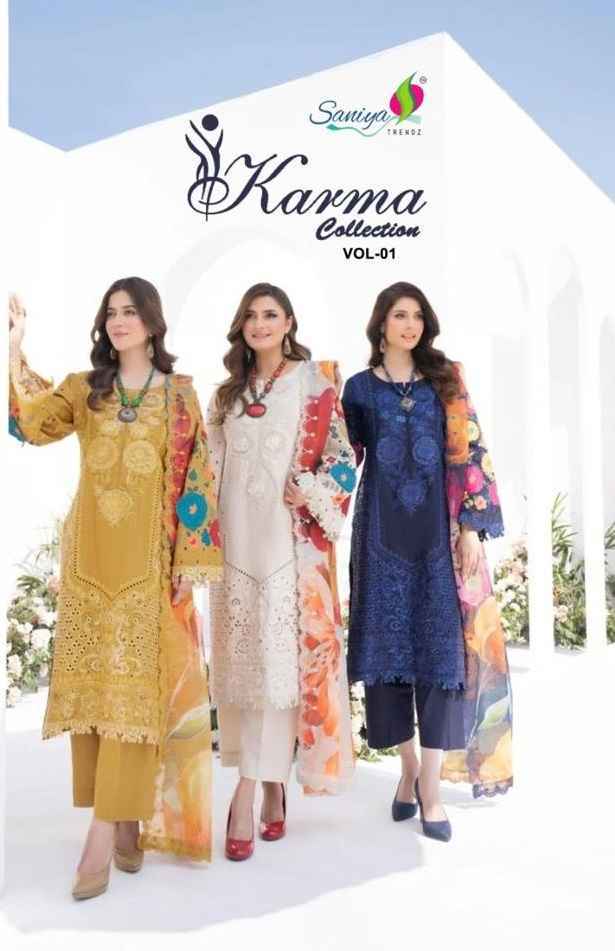 Saniya Trendz Karma Collection Vol-1 Cotton Dress Material (3 pcs Catalogue)