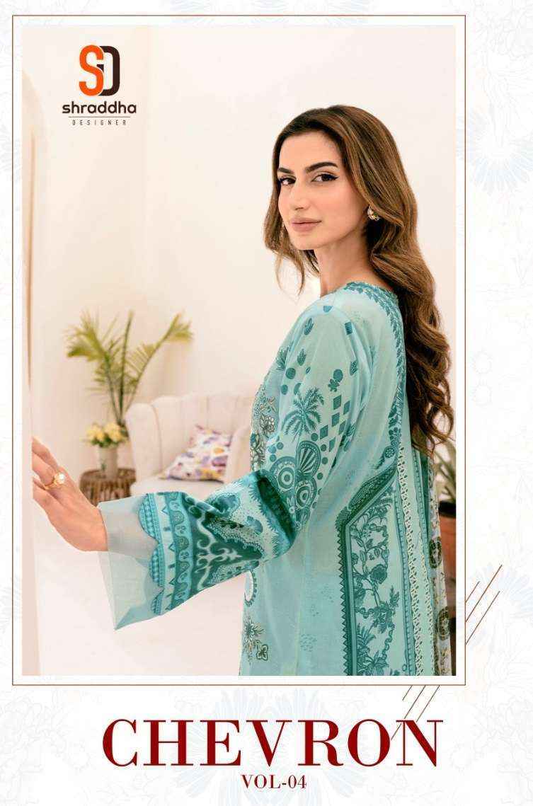 Sharaddha Designer Cheveron Vol-4 Lawn Cotton Dress Material (4 pcs Catalogue)