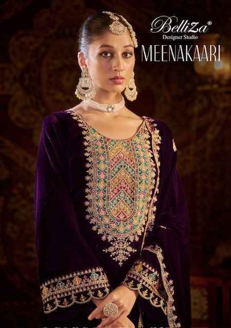 Belliza Meenakaari Velvet Dress Material (4 pcs Catalogue)