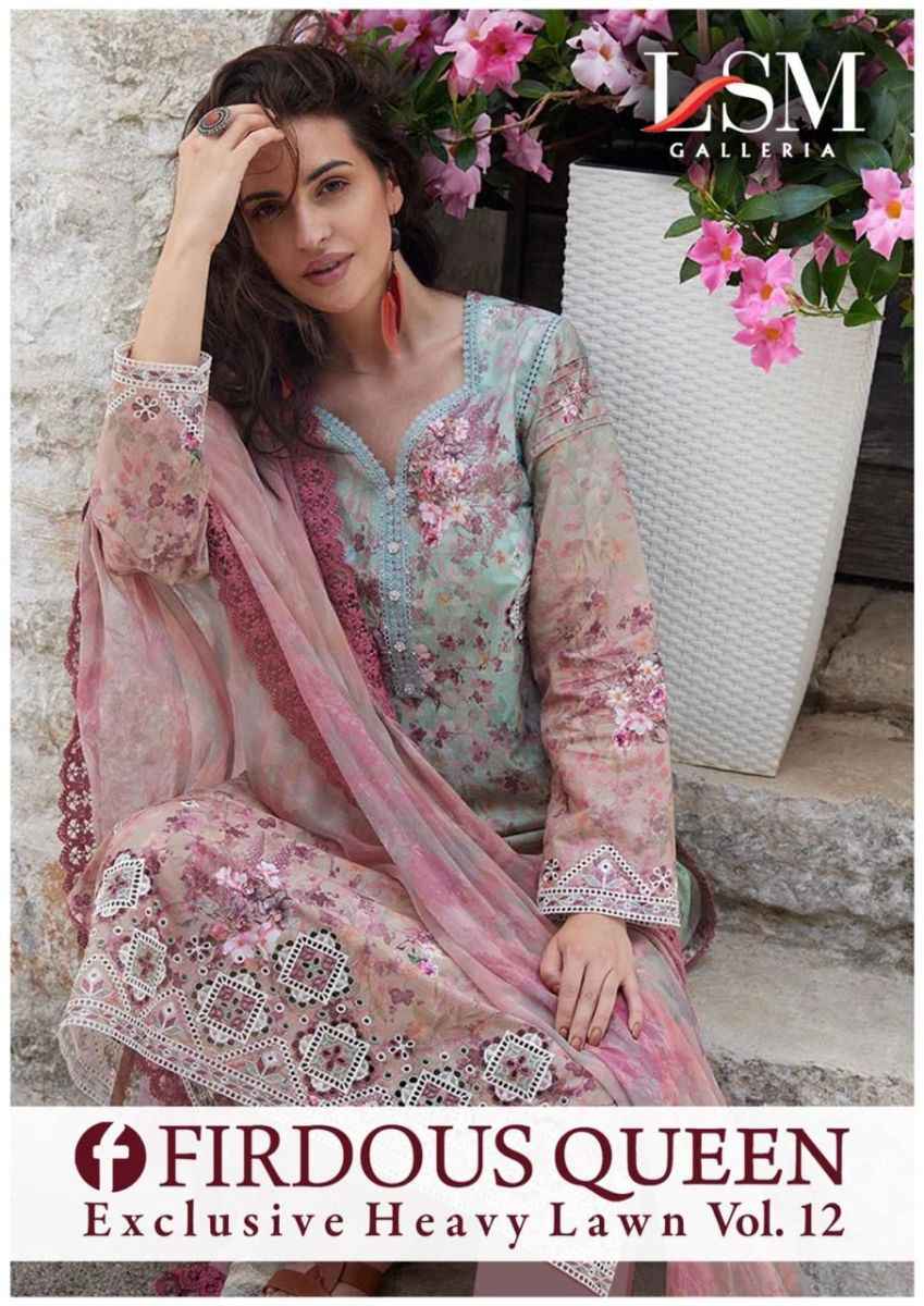 LSM Galleria Firdous Queen Lawn Vol-12 Lawn Cotton Dress Material (6 pcs Catalogue)