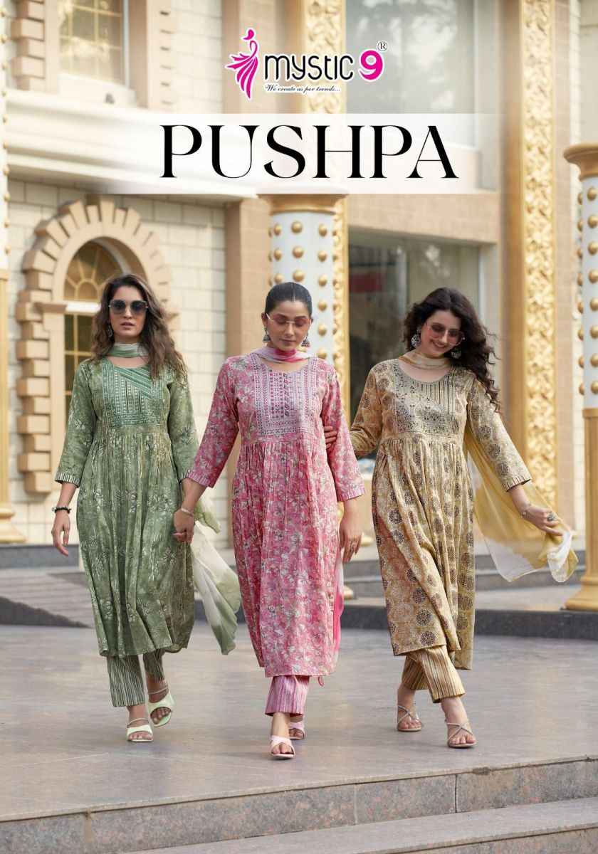 Mystic-9 Pushpa Vol-1 Rayon Readymade Suit (8 pcs Catalogue)