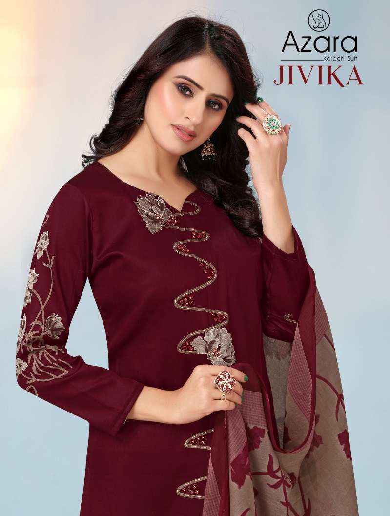 Radhika Fashion Azara Jivika Jam Cotton Dress Material (4 pcs Catalogue)