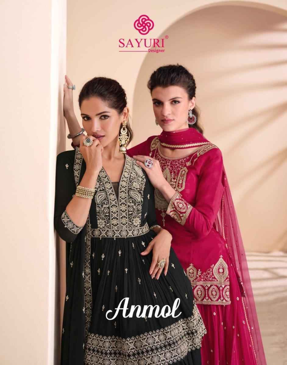 Sayuri Designer Anmol Readymade Real Chinon Silk Dress (3 pcs Catalogue)