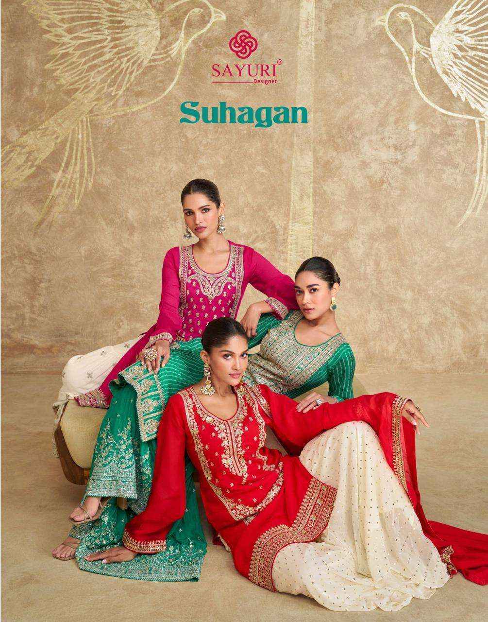 Sayuri Designer Suhagan Readymade Chinon Silk Dress (3 pcs Catalogue)