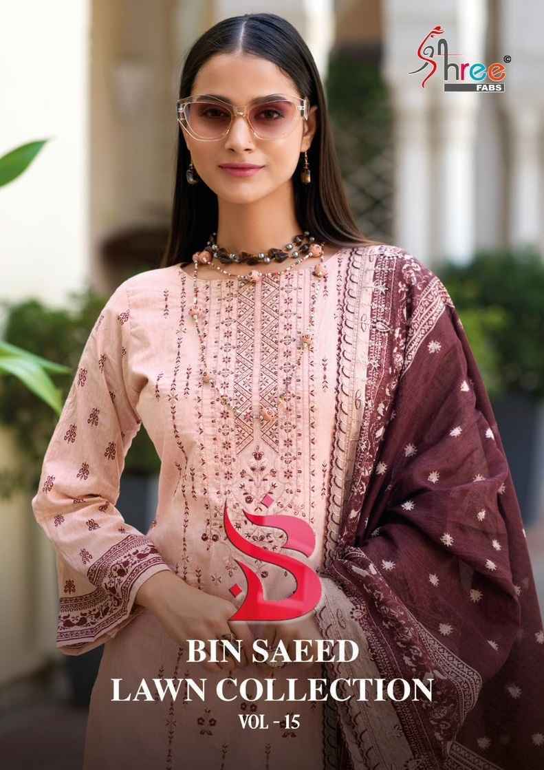 Shree Fabs Bin Saeed Lawn Collection Vol-15 Cotton Dress Material (6 pcs Catalogue)