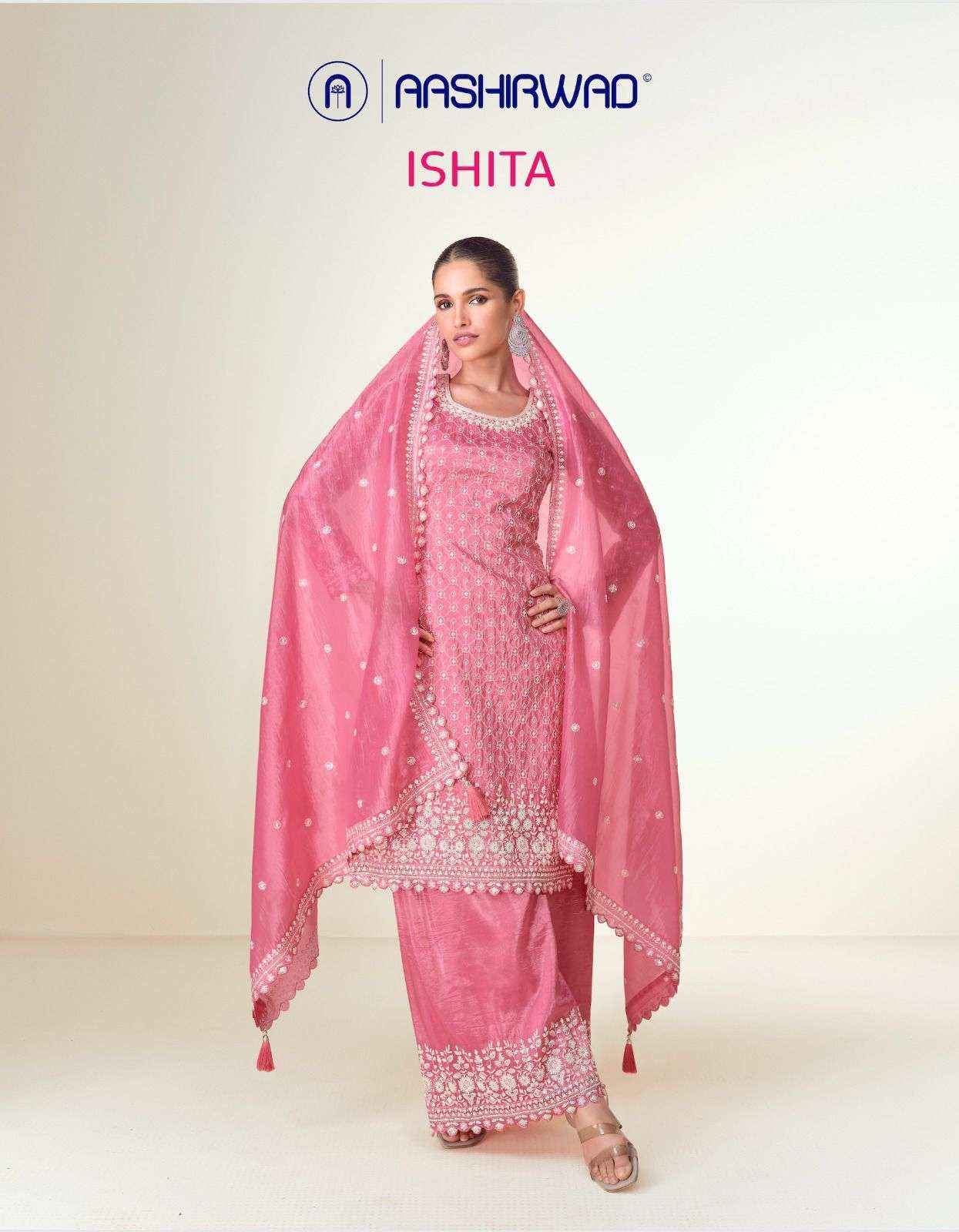 Aashirwad Creation Ishita Readymade Tissue Crush Dress 4 pcs Catalogue