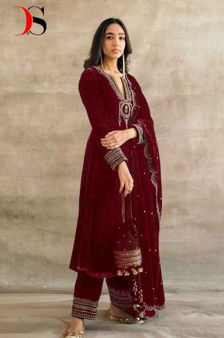 Deepsy D.No-105 Velvet Dress Material (3 pcs Catalogue)